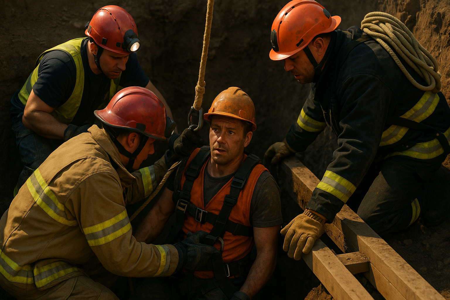 A Heart-Stopping Rescue: How a Team of Heroes Saved a Worker Trapped in a Deep Pit | rescue worker construction pit image