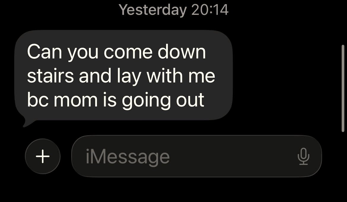 The sweet way my sister asks for comfort when mom is away