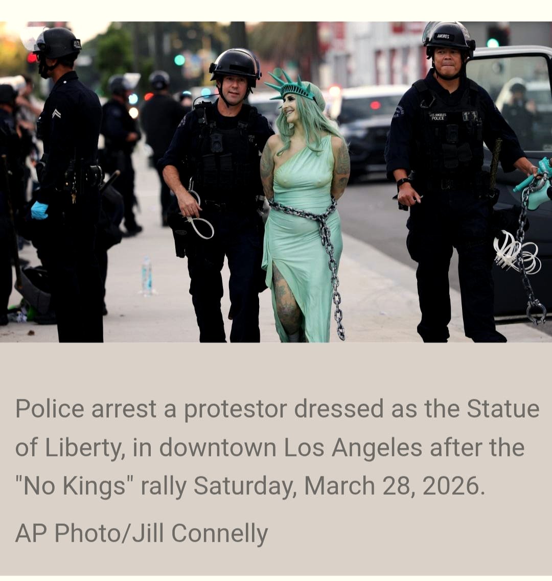 Arrest of a Lady Liberty protester sparks debate on freedom and justice