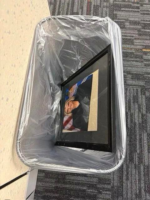 Shocking photo reveals Pam Bondi’s portrait discarded in a Justice Department bin