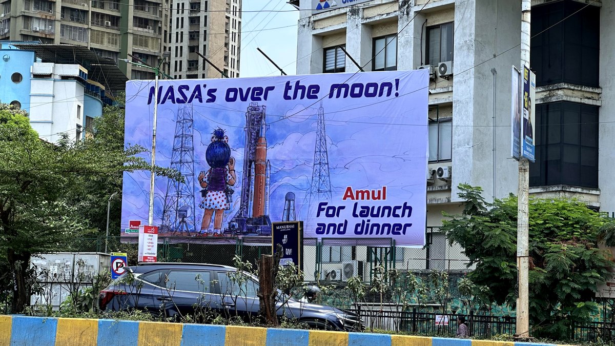 This Indian billboard celebrates a historic lunar mission in an unexpected way