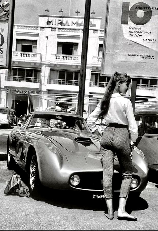 Mona Arvidsson steals the spotlight with a Ferrari at Cannes 1957