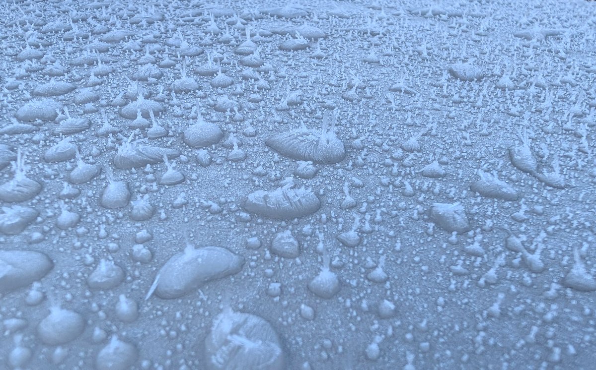 This morning's ice spikes on a car left everyone in awe
