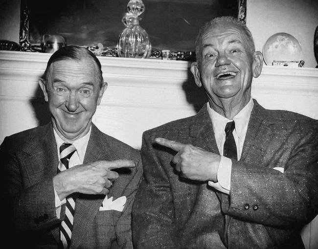 The final picture of the iconic comedy duo Stan Laurel and Oliver Hardy, captured in 1956.