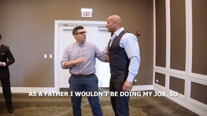 Got to appreciate The Rock. Dads will go to great lengths to support one another.