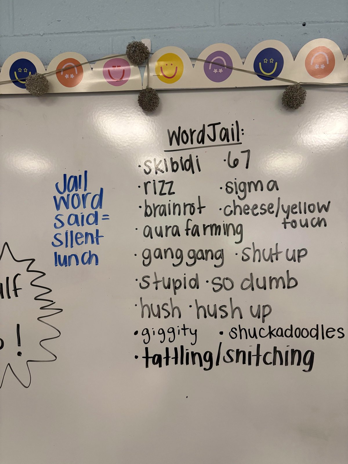 This elementary school has a list of words/phrases that will result in silent lunch.