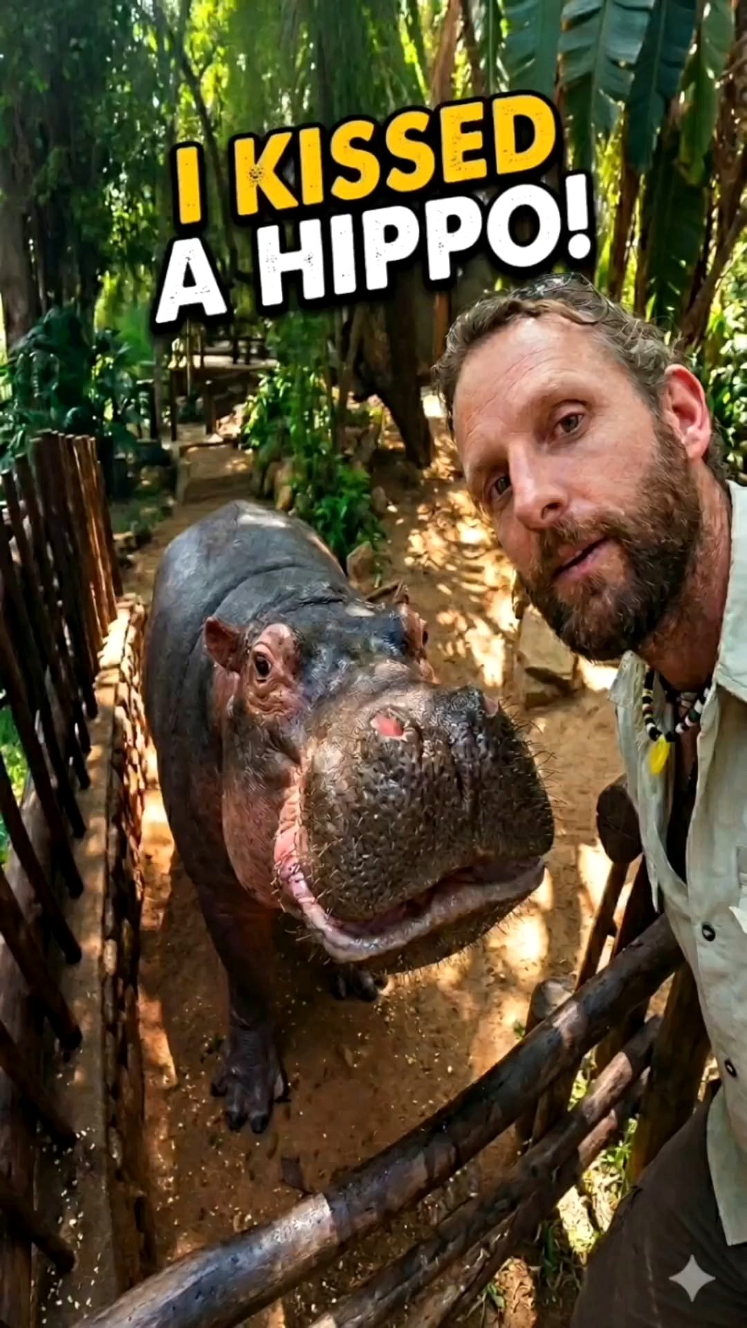 🔥 I couldn't resist kissing a hippo!