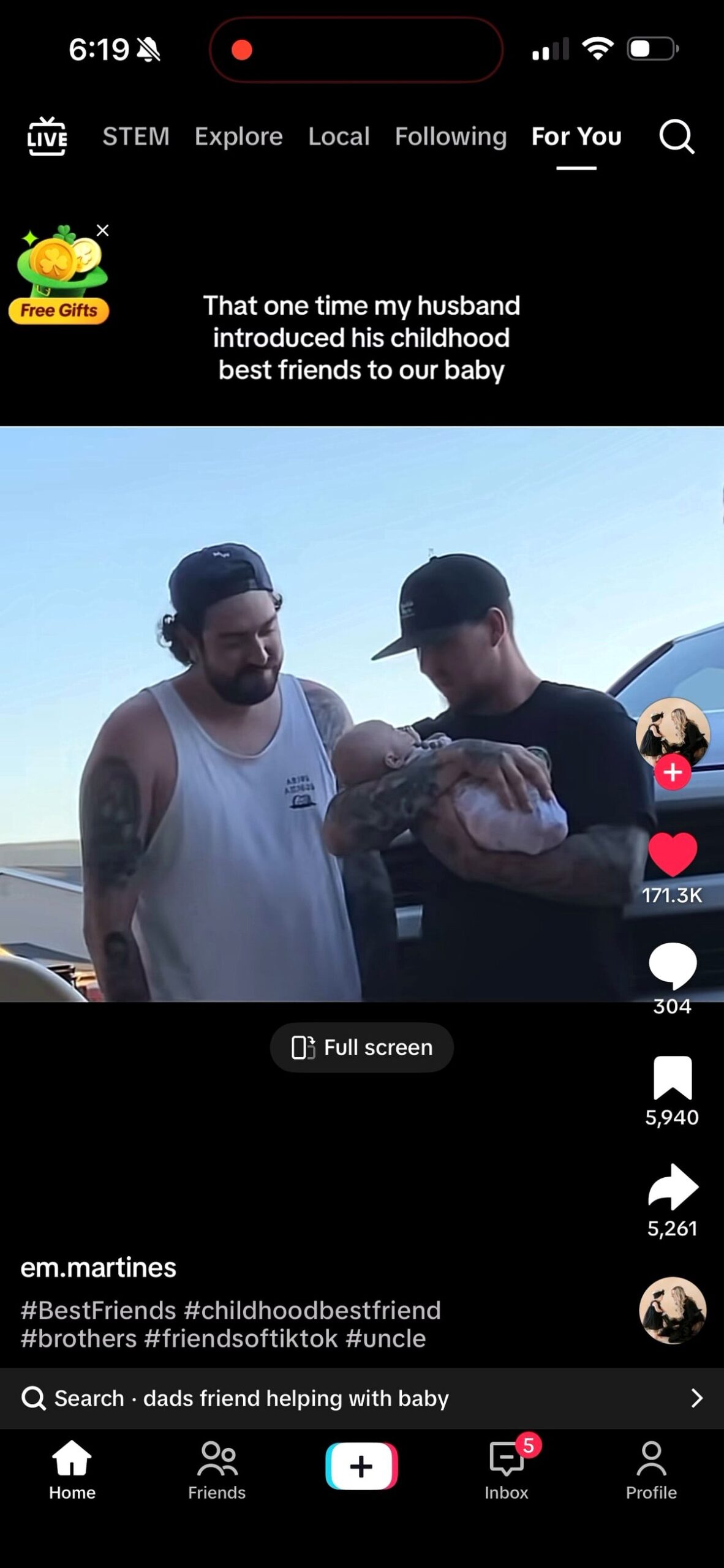 When your spouse presents his child to his two lifelong friends