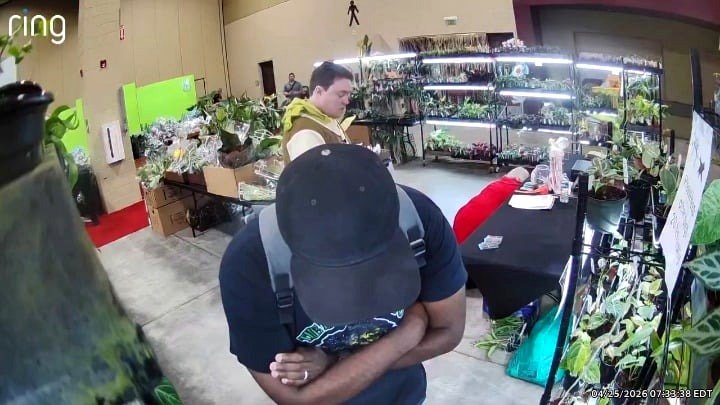 A shopper spots the camera...