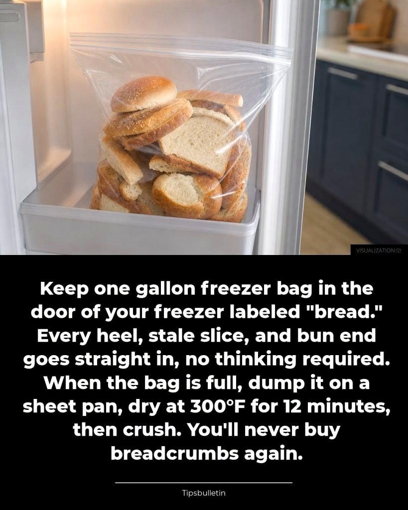 Don't discard bread heels and old leftover buns!