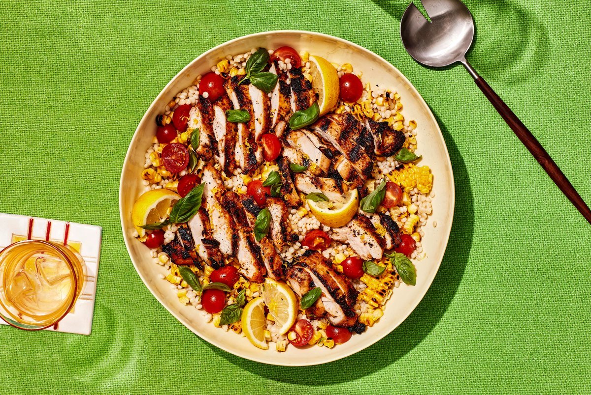 Chicken Thighs Grilled With Pearl Couscous