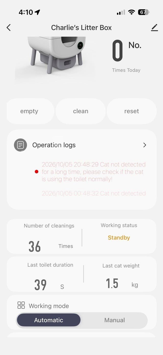 Unable to disconnect the litter box and fountain