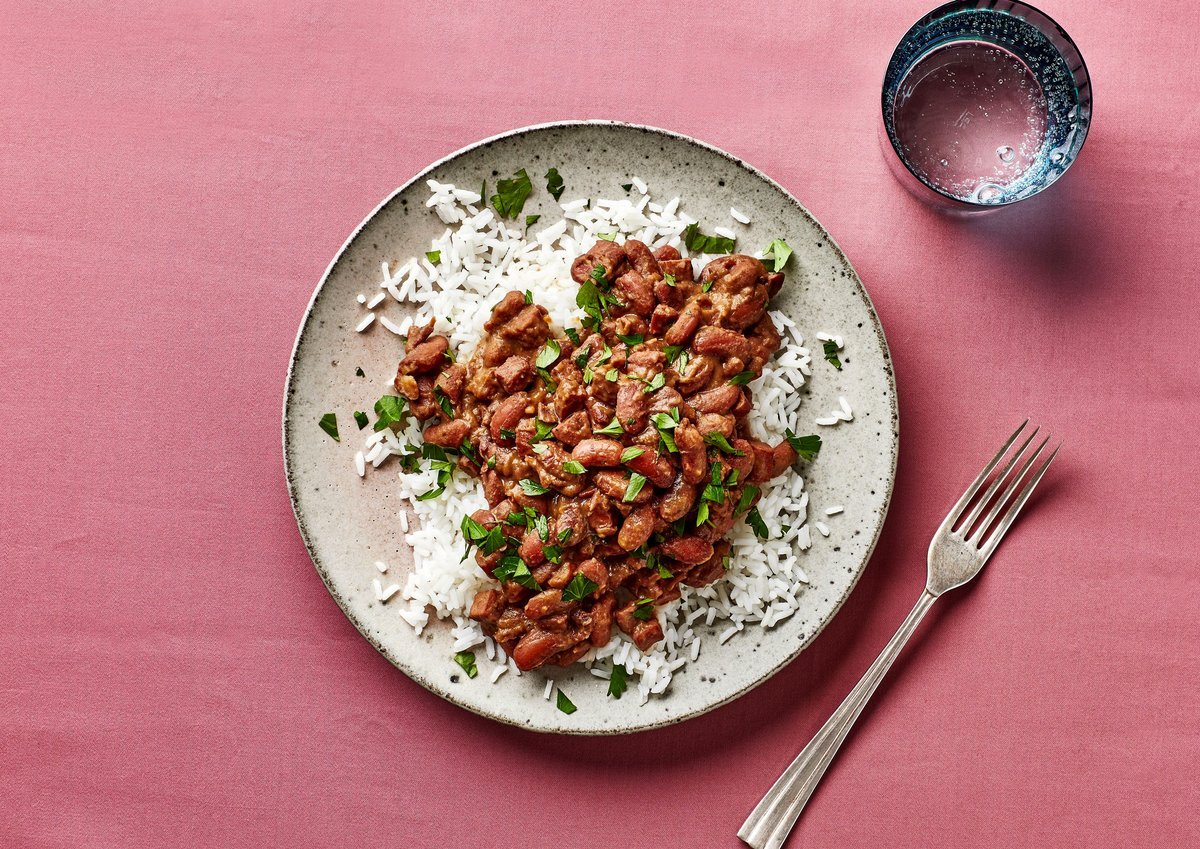 Beans and Rice in Red Sauce