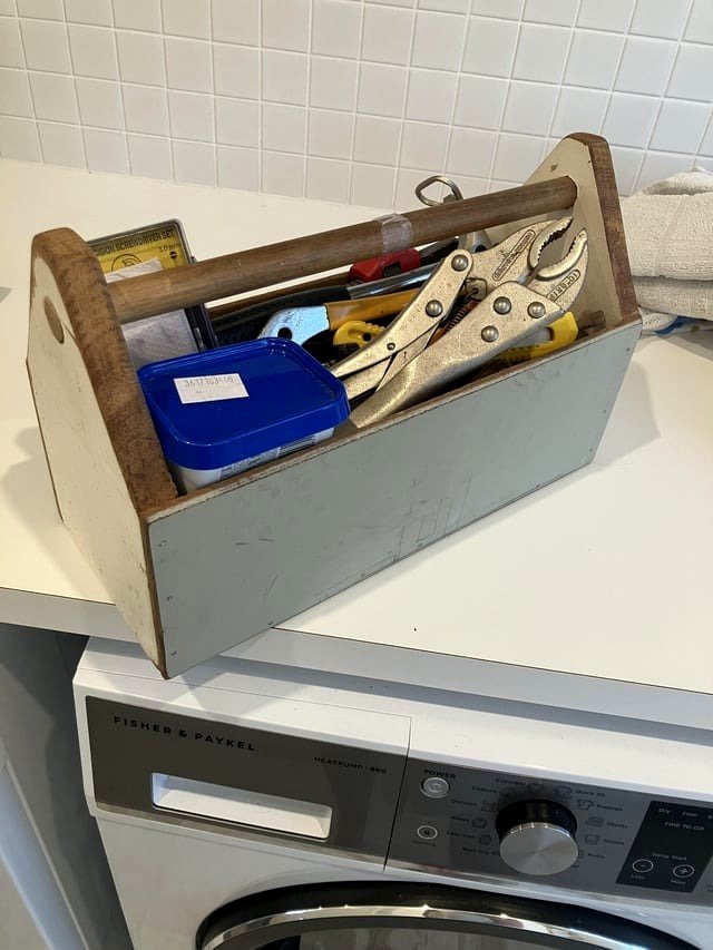 The toolbox i made 20+ years ago in school woodworking and gave to my grandpa, he was still using up until he recently passed. I had always assumed it was tossed away.