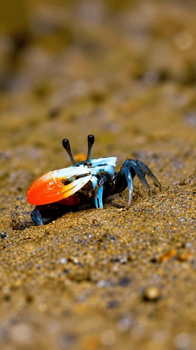 🔥 This small creature coming out of its burrow resembles a miniature alien 👀🦀
