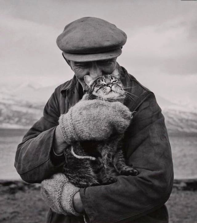 A man from Norway and his cat - 1967