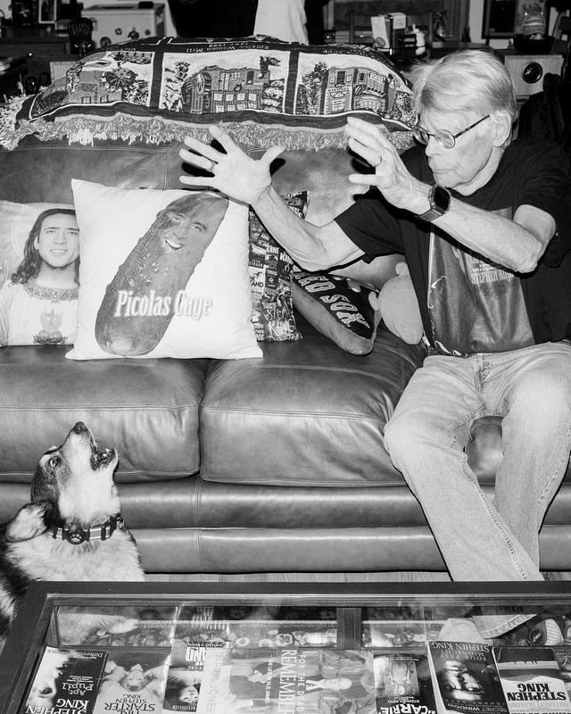 Stephen King and his canine companion, the Creature of Malevolence