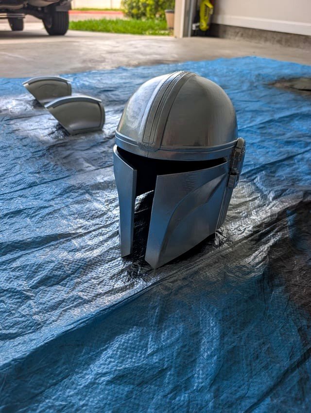 My son's homemade Mandalorian helmet (OC)