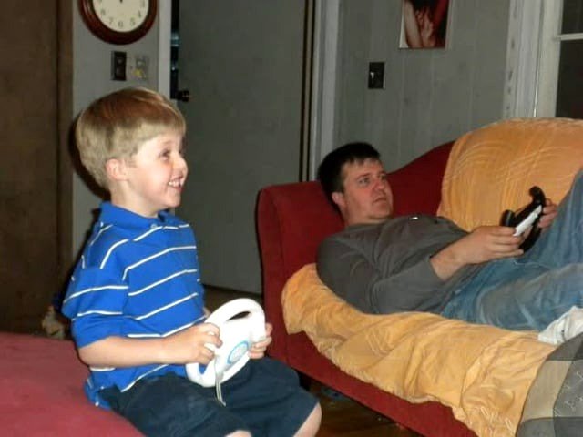 Father and son quality time in the year 2007