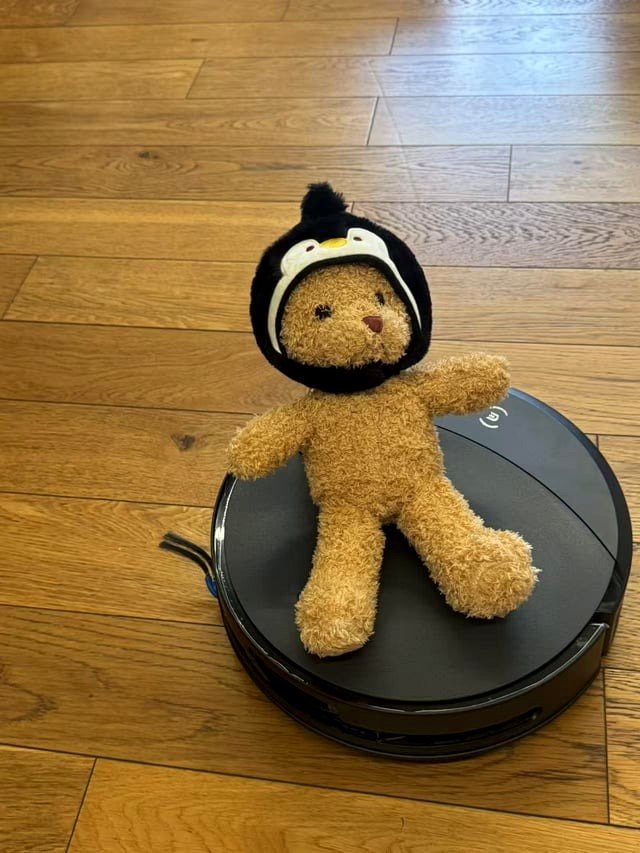 My daughter has concluded that our robot vacuum is taking her toys for rides.