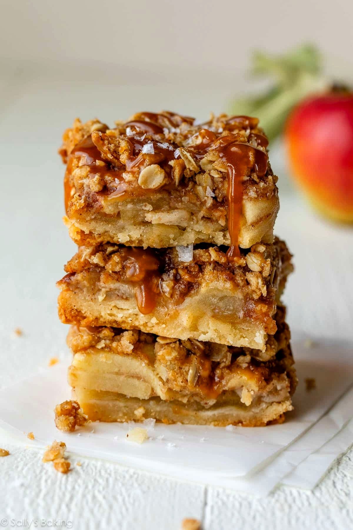 Caramel Apple Pie Bars with Salted Topping