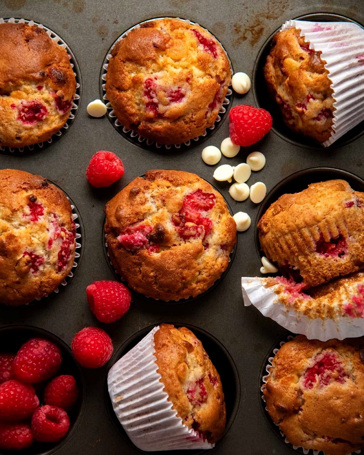 Raspberry Muffins with White Chocolate