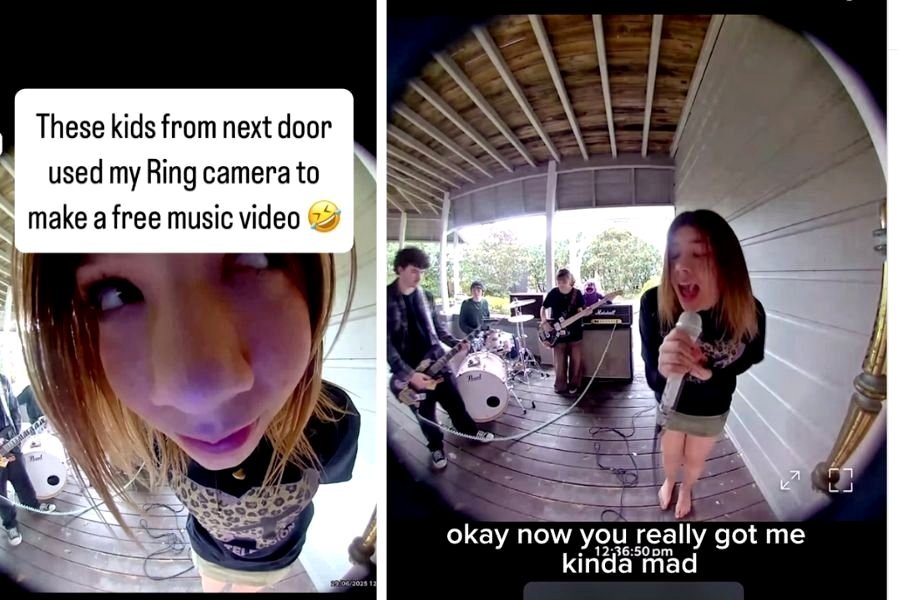 Man hesitantly allows teens to use his door camera for a music video, resulting in a masterpiece.