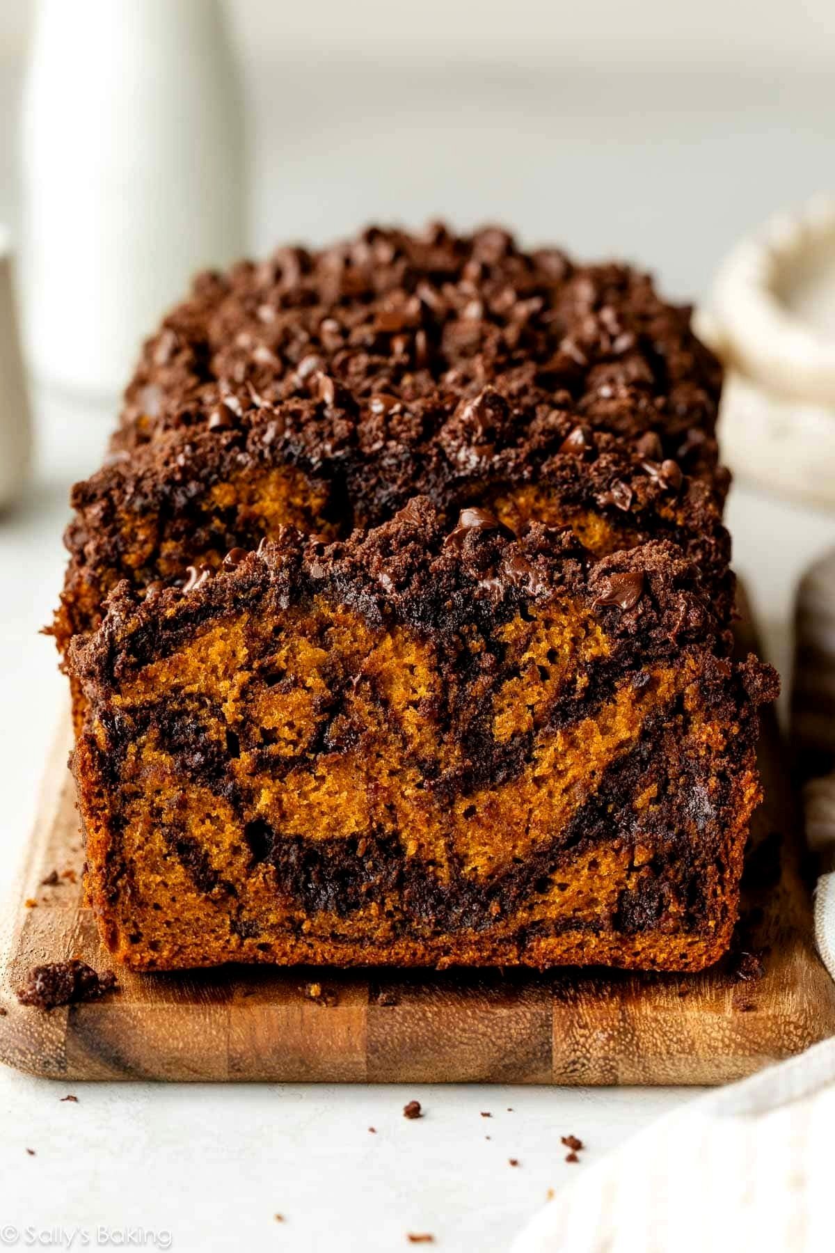 Pumpkin Bread with Chocolate Marble Swirl