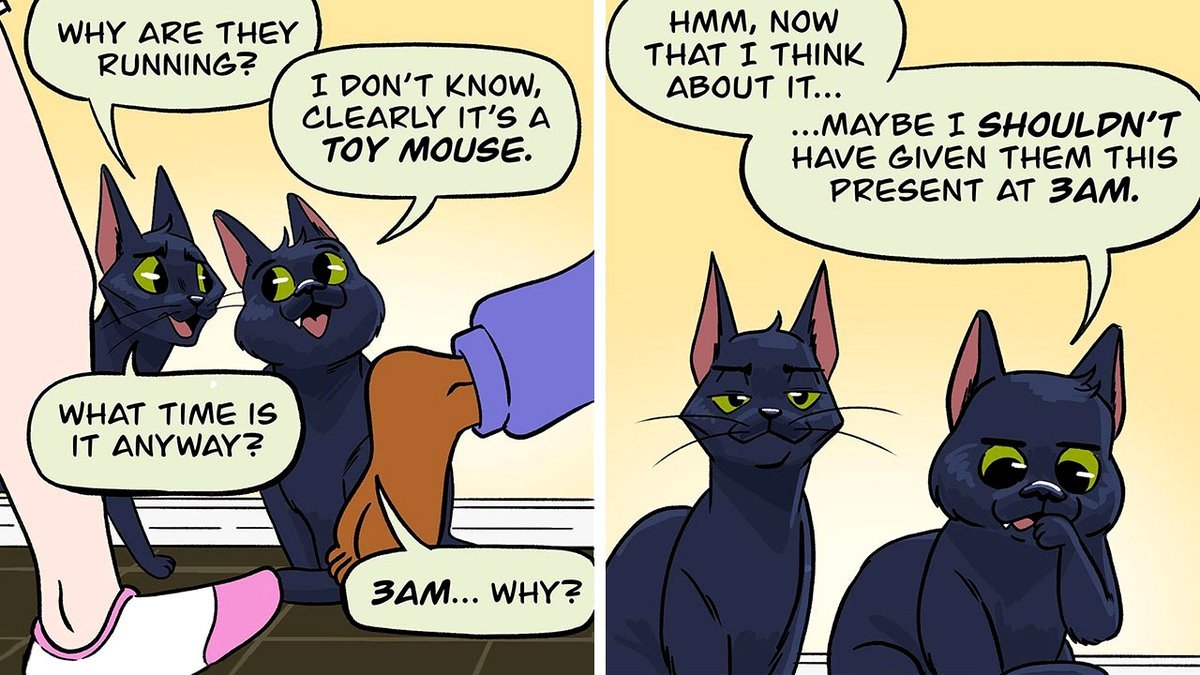 This Artist Made 22 Humorous Comics About Living with His Girlfriend and Two Black Cats